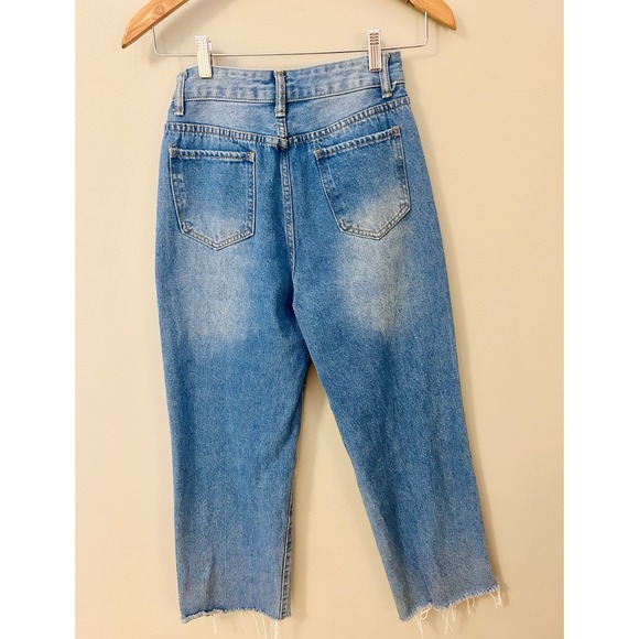 SHEIN Crop Jeans Women Distressed High Waisted 4 - Picture 15 of 15